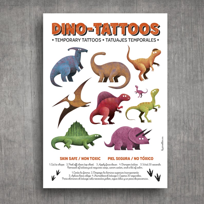 ANIMAL Temporary Tattoos for kids / Temporary tattoos for children Dinos / Animalignos image 3