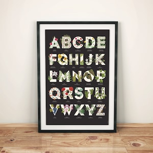 Póster ABECEDARIO Plantas · Plant Alphabet · Botanical Alphabet · Decorative ·