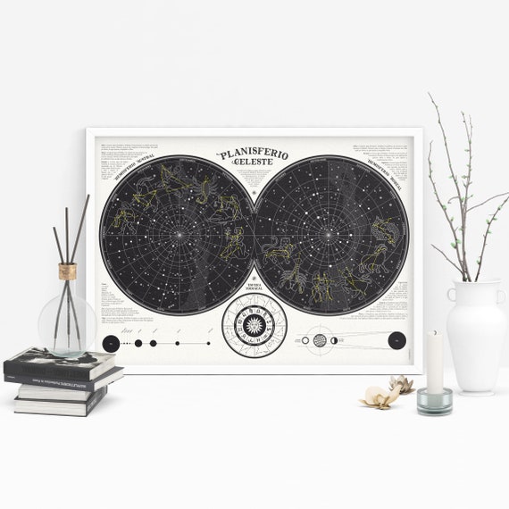 Celestial Planisphere Map Zodiacal Planisphere Decorative