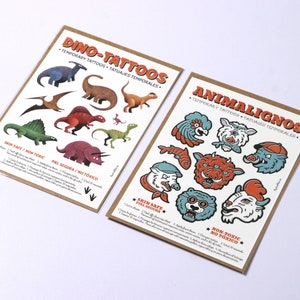 ANIMAL Temporary Tattoos for kids / Temporary tattoos for children Dinos / Animalignos PACK DINOS/ANIMALS