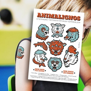 ANIMAL Temporary Tattoos for kids / Temporary tattoos for children Dinos / Animalignos ANIMALIGNOS