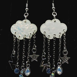 Sparkly Cloud Dangly Earrings: Rainy Day Charm