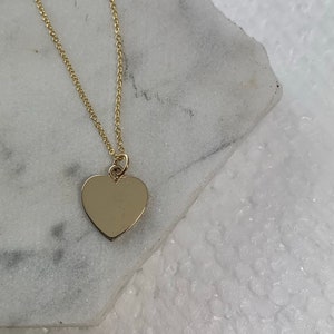 14K Solid Yellow Gold, heart necklace, gold heart, gold heart pendant, engraved heart, engraved necklace, heart charm, heart pendant