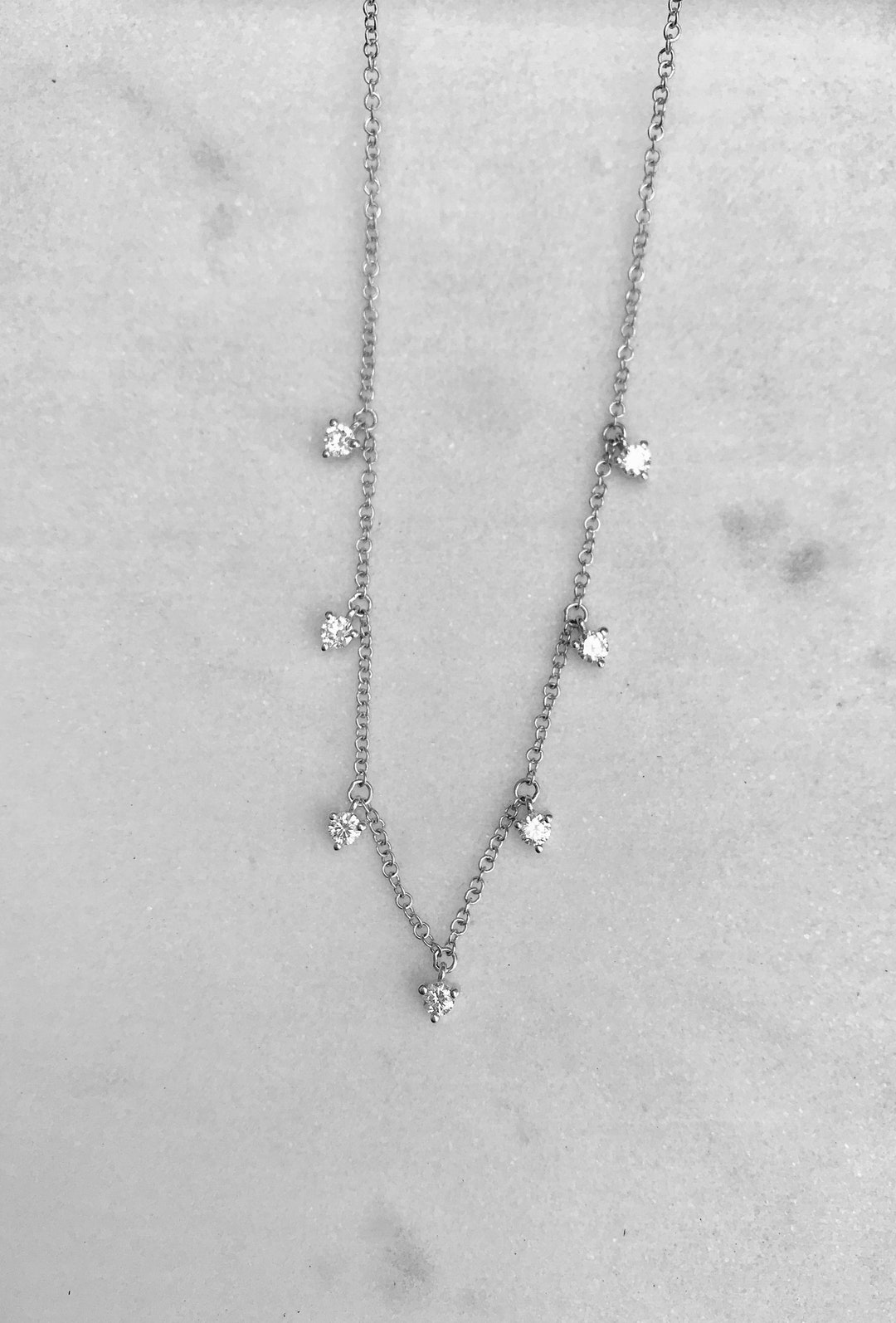 14K Solid Gold, Diamond Necklace, Layering Necklace, Solid Gold