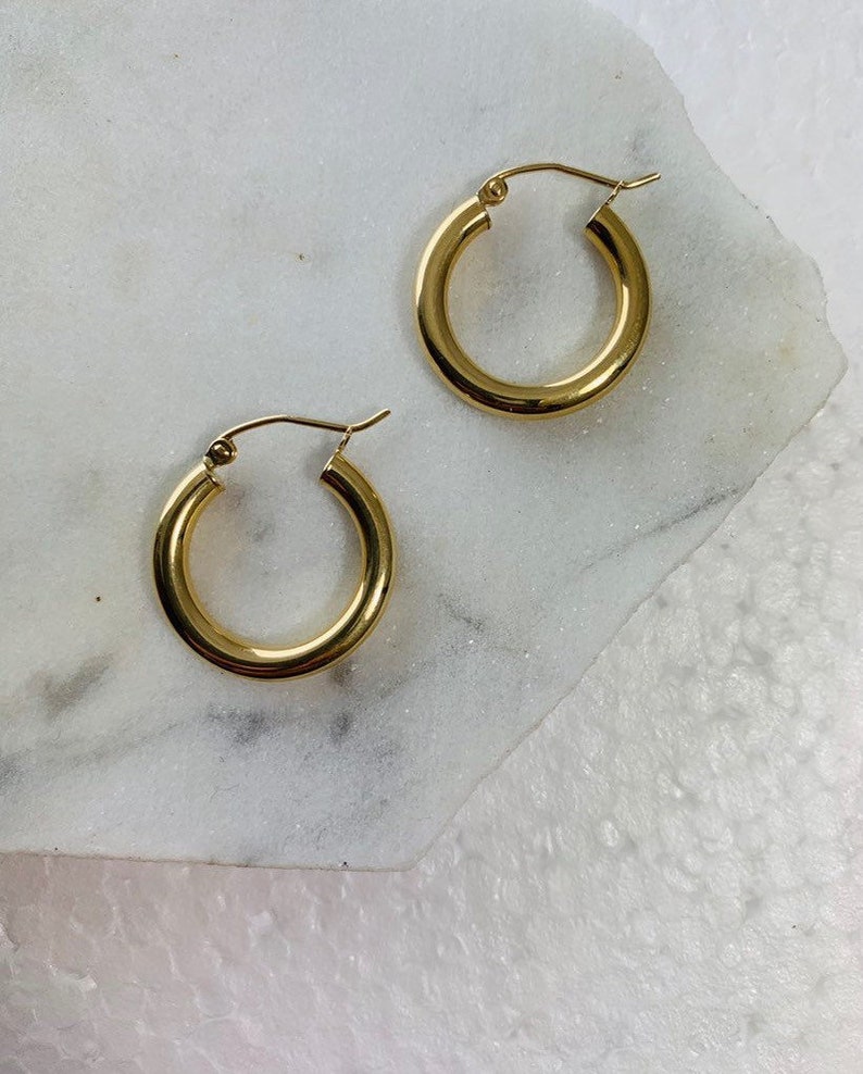 14K Solid Gold Hoop Earrings, Hoops, Gold Hoops, Gold Hoop Earrings