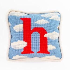 Custom Needlepoint Initial Kits, Printed Canvas & Wool, Beginner Tapestry Kit, Cloud design, Baby nursery initial, Nursery Needlepoint, 8x8 image 5