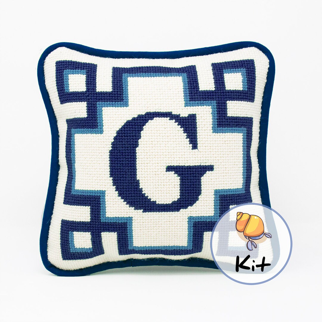 Initial Needlepoint Kit for Beginners, 10 Colors, 4 Sizes, Monogram