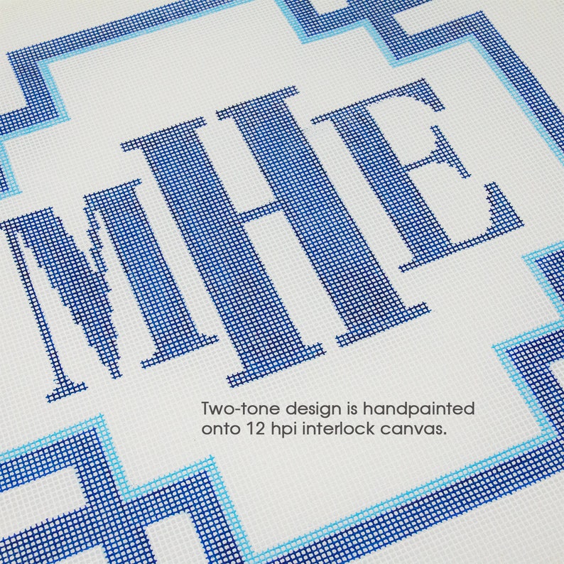 Monogram Needlepoint Pillow DIY Kit Custom Three Initial Etsy