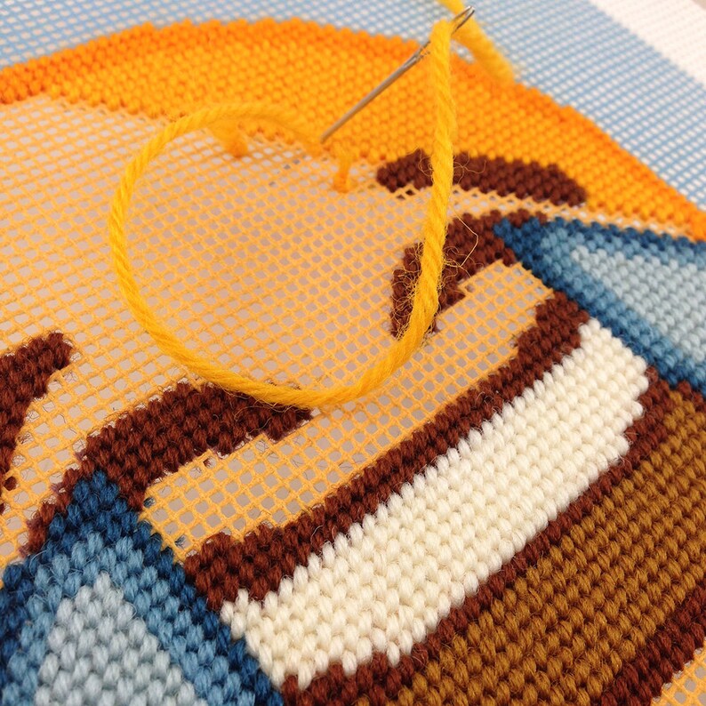 Fun Mini Needlepoint Kit for Beginners Modern Tapestry DIY Etsy