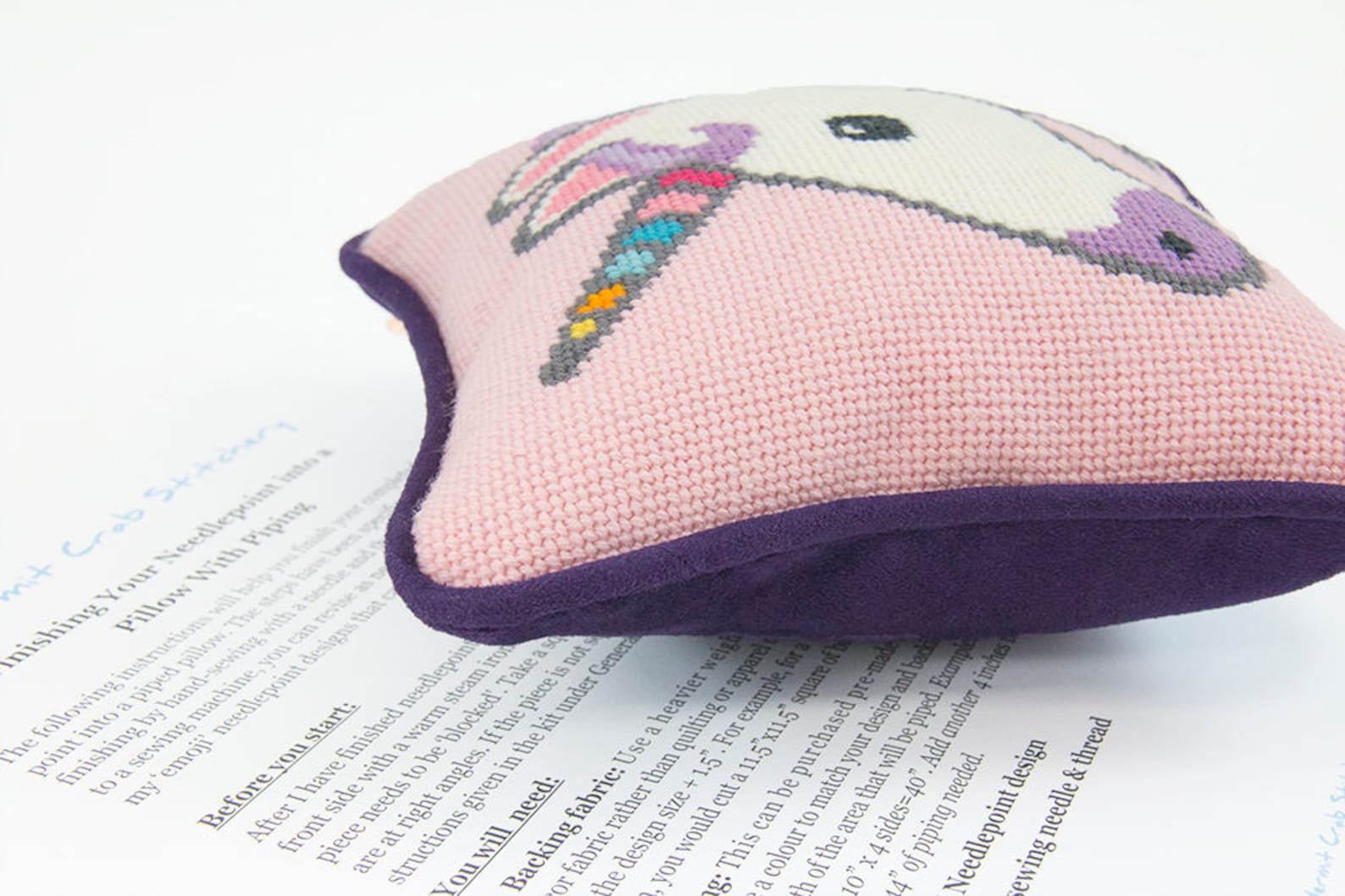 Needlepoint Kit Unicorn Emoji Pillow Kit Small Size Etsy