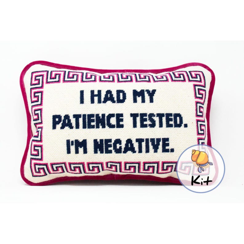 Custom Text DIY Needlepoint KIT : Personalize to Favorite Phrase, Handpainted Canvas & Wool, Good for Beginners image 1