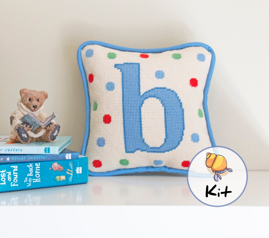 Initial Needlepoint Kit for Baby's Room, 8x8 Custom Needlepoint for