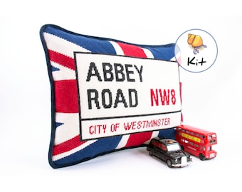 Abbey Road Needlepoint Kit: Handpainted Canvas, Modern Craft