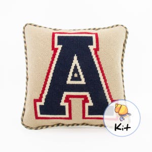 Needlepoint kit - initial letter, Monogram tapestry kit, Beginner needlepoint, College Varsity team letter pillow, Dorm room decor, 10&quot;x10&quot;