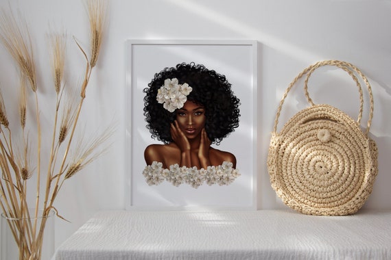 Black Girl Art, Afro Woman Art, Woman Portrait Art, Digital Print