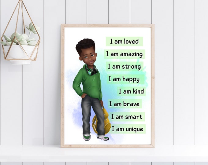BLACK BOY JOY Wall Art Natural Hair Boys Boys Bedroom Wall Art Curly