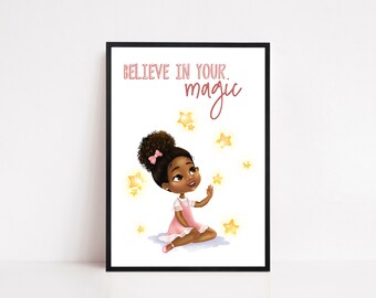 Digital Download Print Black Girl Magic African American Wall Art Afro Art Hair Black Woman Art FOR BROWN GIRLS 6
