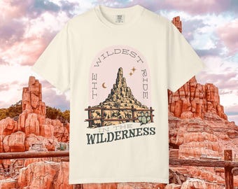 Disney Parks Big Thunder Mountain "Wildest Ride in the Wilderness" Western Flash Tattoo Style Vintage Tee