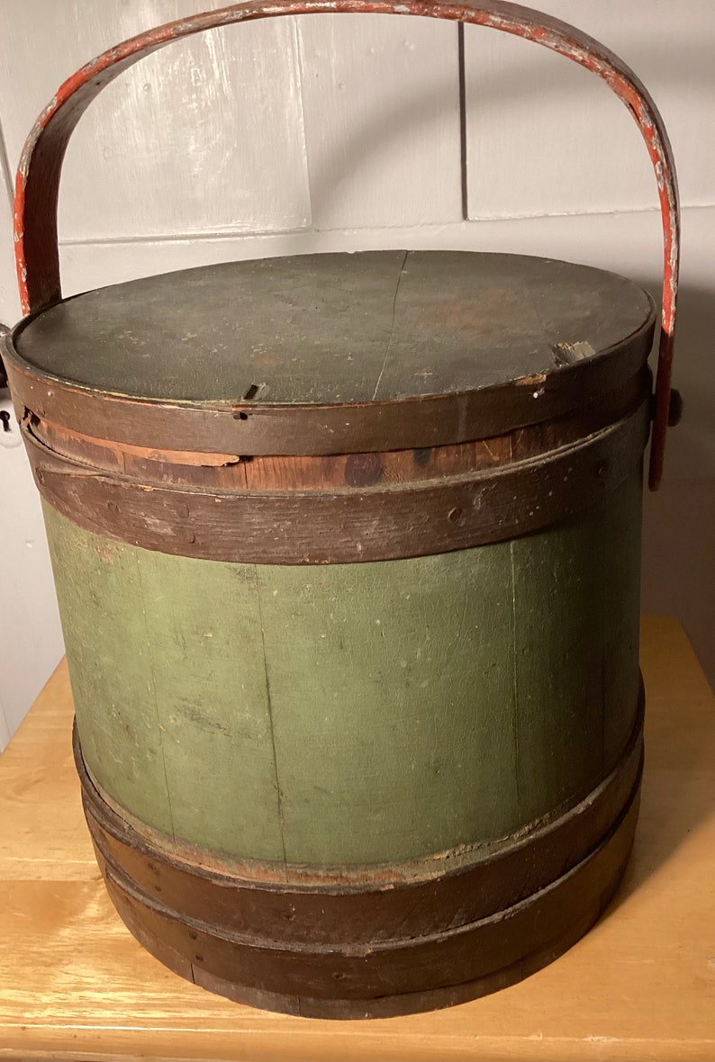 Antique Wooden Firkin Sugar Bucket Etsy
