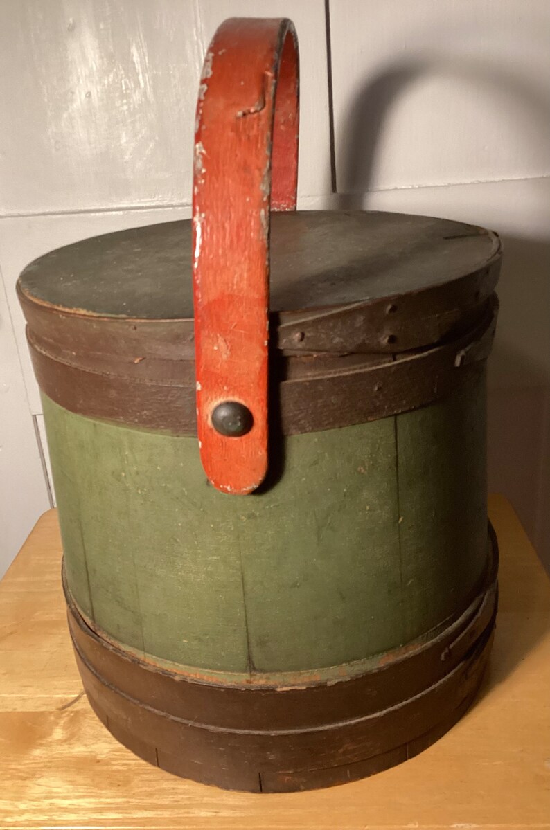 Antique Wooden Firkin Sugar Bucket Etsy