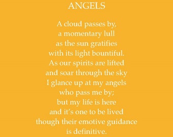 Poetic Wallet Keepsake Card. "Angels" written about love, loss and grief.  Printable Card, Downloadable Card.