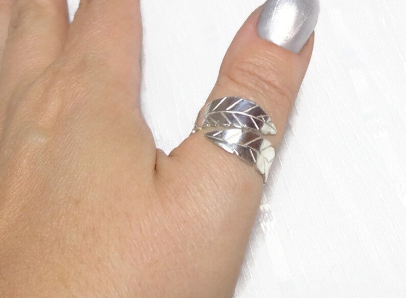  Bague  feuille en argent bague  ajustable nature anneau Etsy