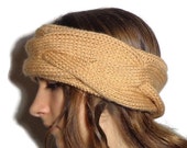 Brown headband, cabled headband, camel headband, vegan headband, warm headband, ski headband, chunky headband, knitted headband