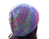 Lumpen Regenbogen Himmel, Regenbogen Hut, Rasta Mütze Barett Regenbogen, Rasta Mütze Lumpen, die Mütze, sehr weiche Kappe Handgestrickte Cap.