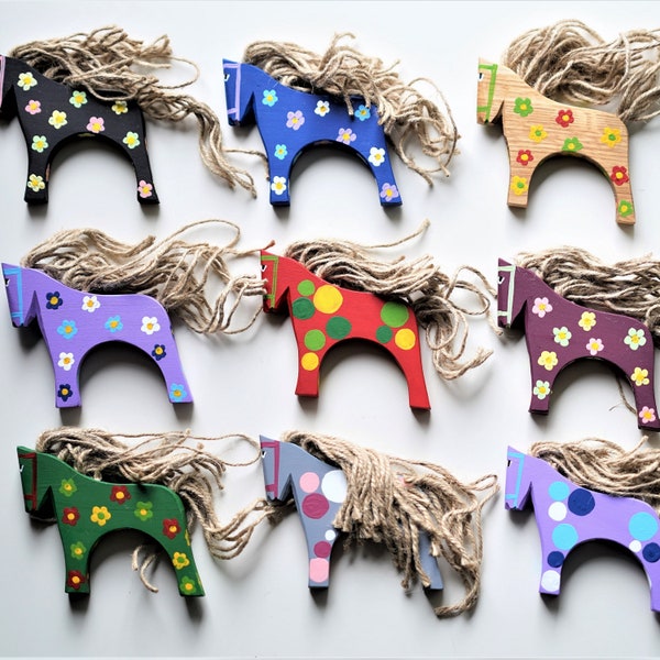 Natural Handmade Wooden Toy Horse / Real, sustainable, durable baby and kids toys / Christmas tree decoration