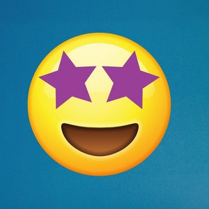 Large Emoji Wall Decal - 28&quot;h x 28&quot;w - Star Eyes Emoji - 0446