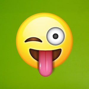 Large Emoji Wall Decal - 32&quot;h x 28&quot;w - Tongue Sticking Out Emoji - 0449