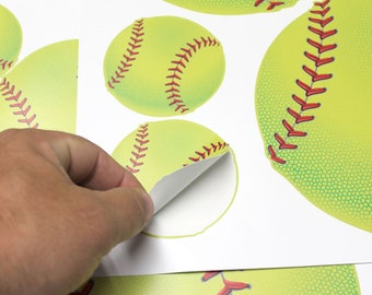 Softball Wall Decals: Peel and Stick Graphics (Set of 22) - 0592