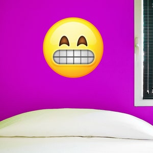 Large Emoji Wall Decal - 28&quot;h x 28&quot;w - Smiling Emoji - 0444