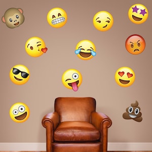 Emoji Wall Decals - 12&quot; tall - Emoticon 12 Set - 0440