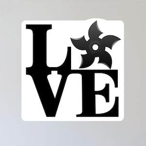LOVE Ninja Wall Sticker, 11"h x 11"w, Ninja LOVE Peel and Stick Wall Graphic, 0595, For smooth walls only