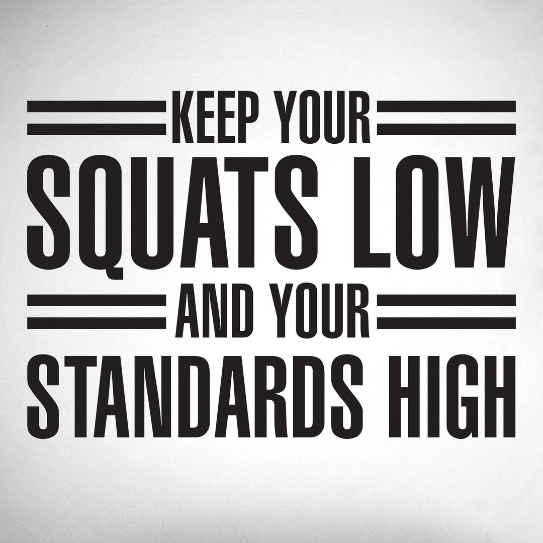 Squats Low Standards High Wall Decal - Gym Fitness Decor - 0383 - Etsy