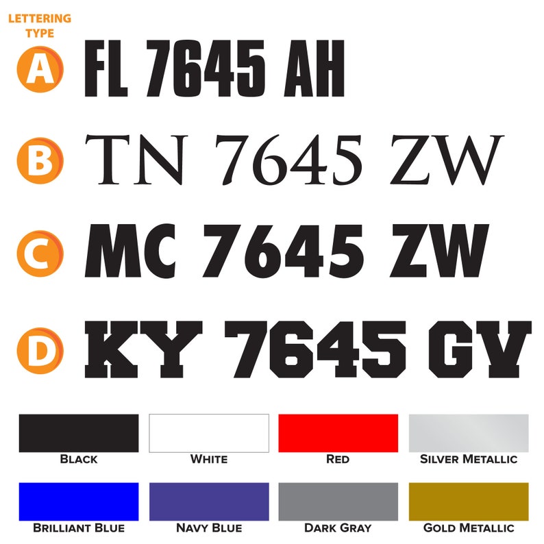 Boat Registration Numbers set of 2 Decals Stickers 0496 Etsy Australia