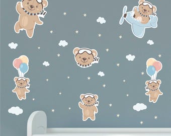 Nursery Bear Wall Decals, Nursery, 0734, For smooth walls only