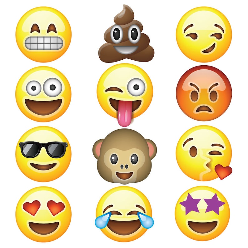 emoji wall decals 6 tall emoticon 12 set 0441 etsy