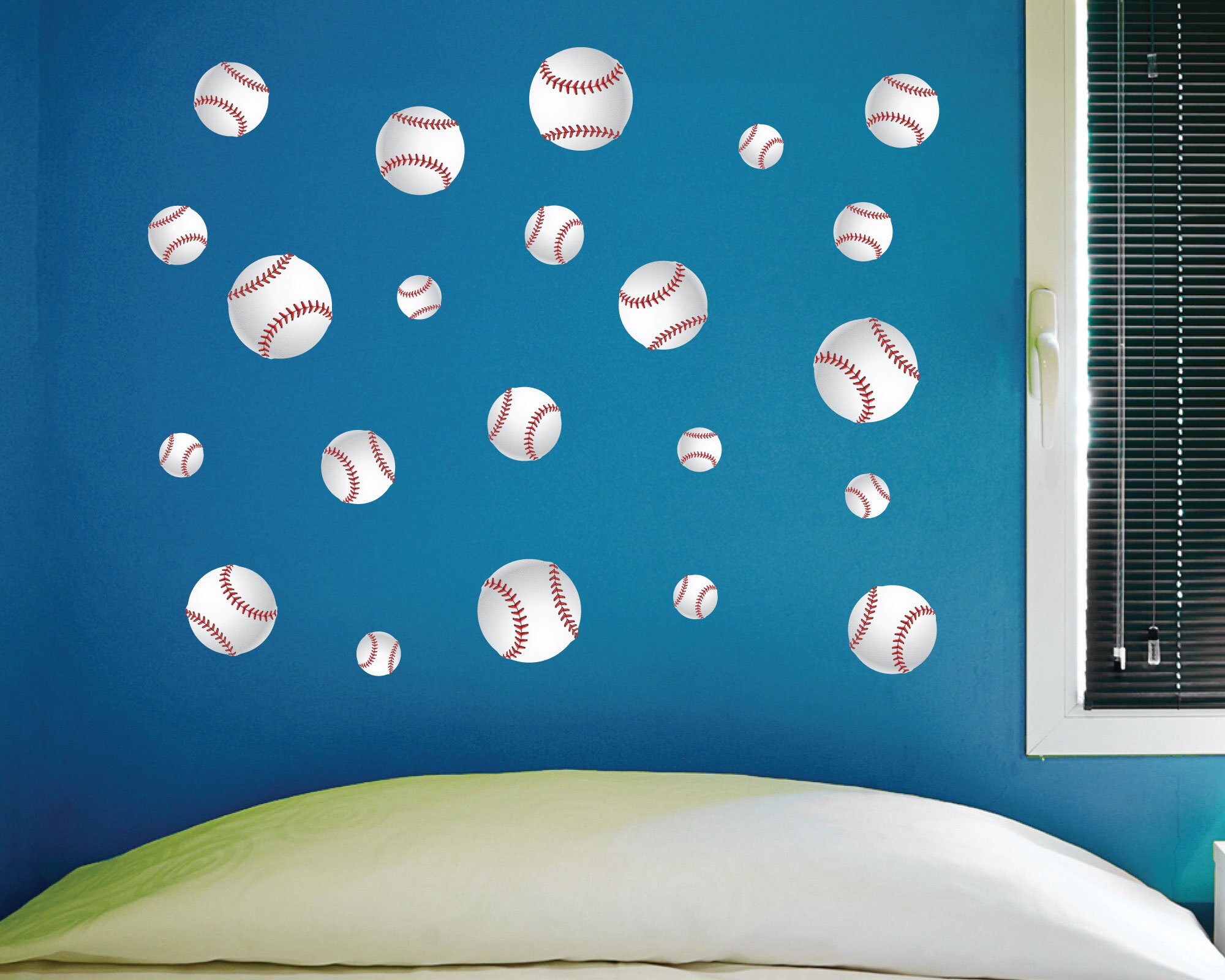 Baseball Wall Stickers Qty 22 Baseball Peel and Stick Wall Etsy