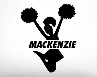 Custom Cheerleading Wall Decal, 0057, Personalized Cheerleader Wall Decal, Cheerleading Theme Wall Decal, Girls Room Vinyl Lettering