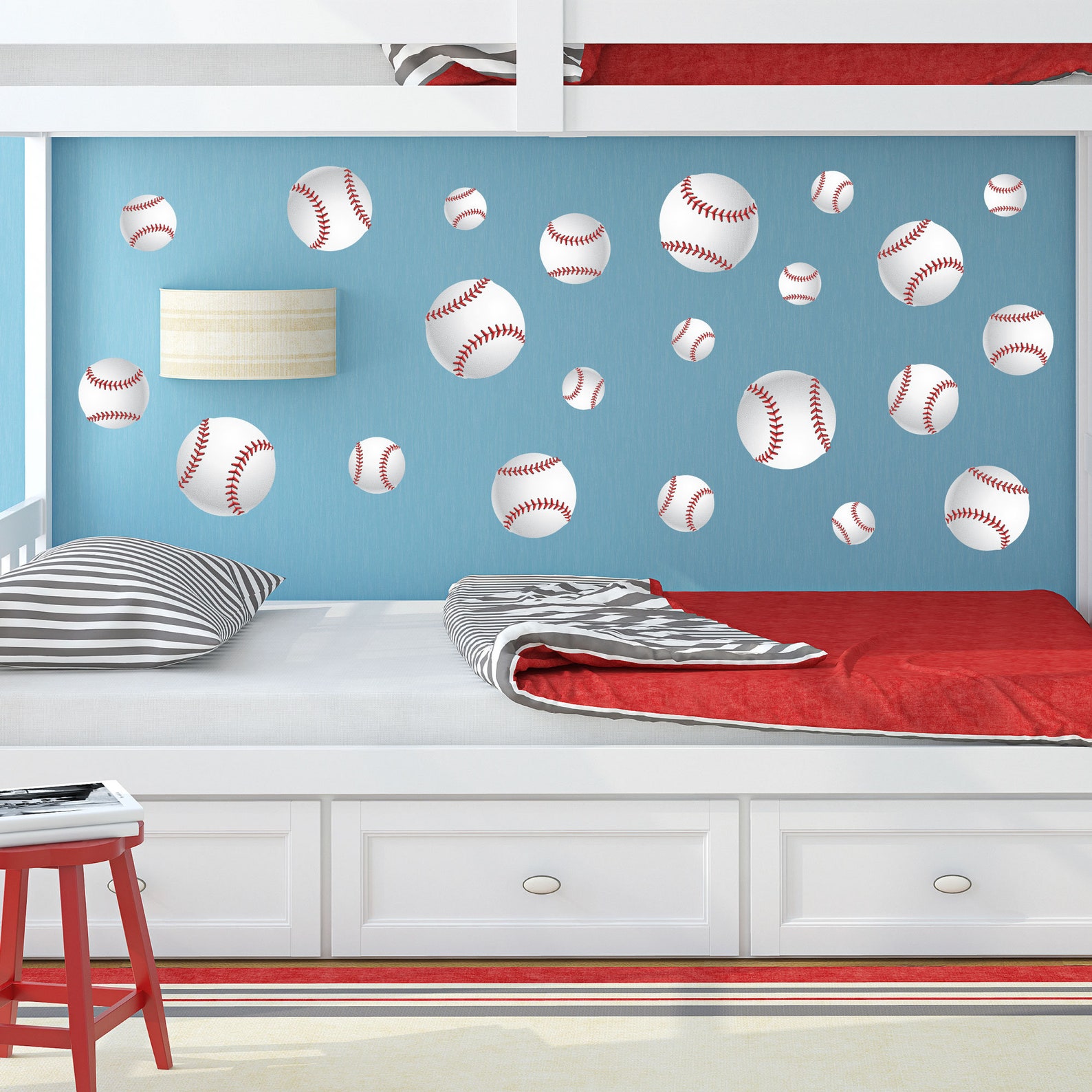 Baseball Wall Stickers Qty 22 Baseball Peel and Stick Wall Etsy