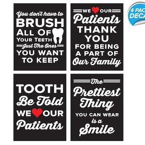 Dental Wall Decals - 11&quot;x14&quot; - Set of 4 - Peel and Stick - 0491 - Dentist