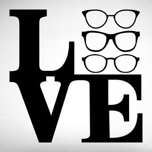Love & Glasses Wall Decal: Optometrist Office Decor - 0502