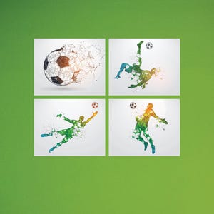 Soccer Wall Art - 4 pack - 8x10 - Soccer Player Wall Decals - 0543 - Fútbol