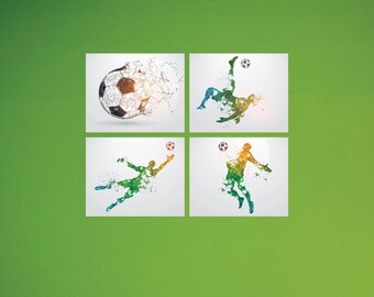 Soccer Wall Art Prints (Set of 4) - Peel & Stick Decals - 0543