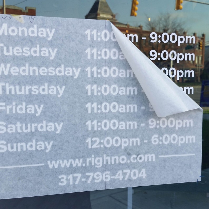 Custom Hours Decal Hours Of Operation Decal Custom Logo Decal Stickers You pick the font color 0105 image and size Custom