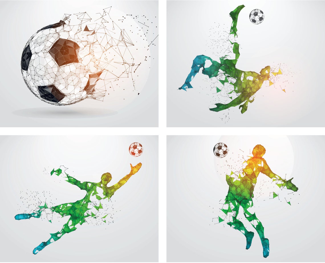 Soccer Wall Art 4 pack 8x10 Soccer Player Wall Decals Etsy