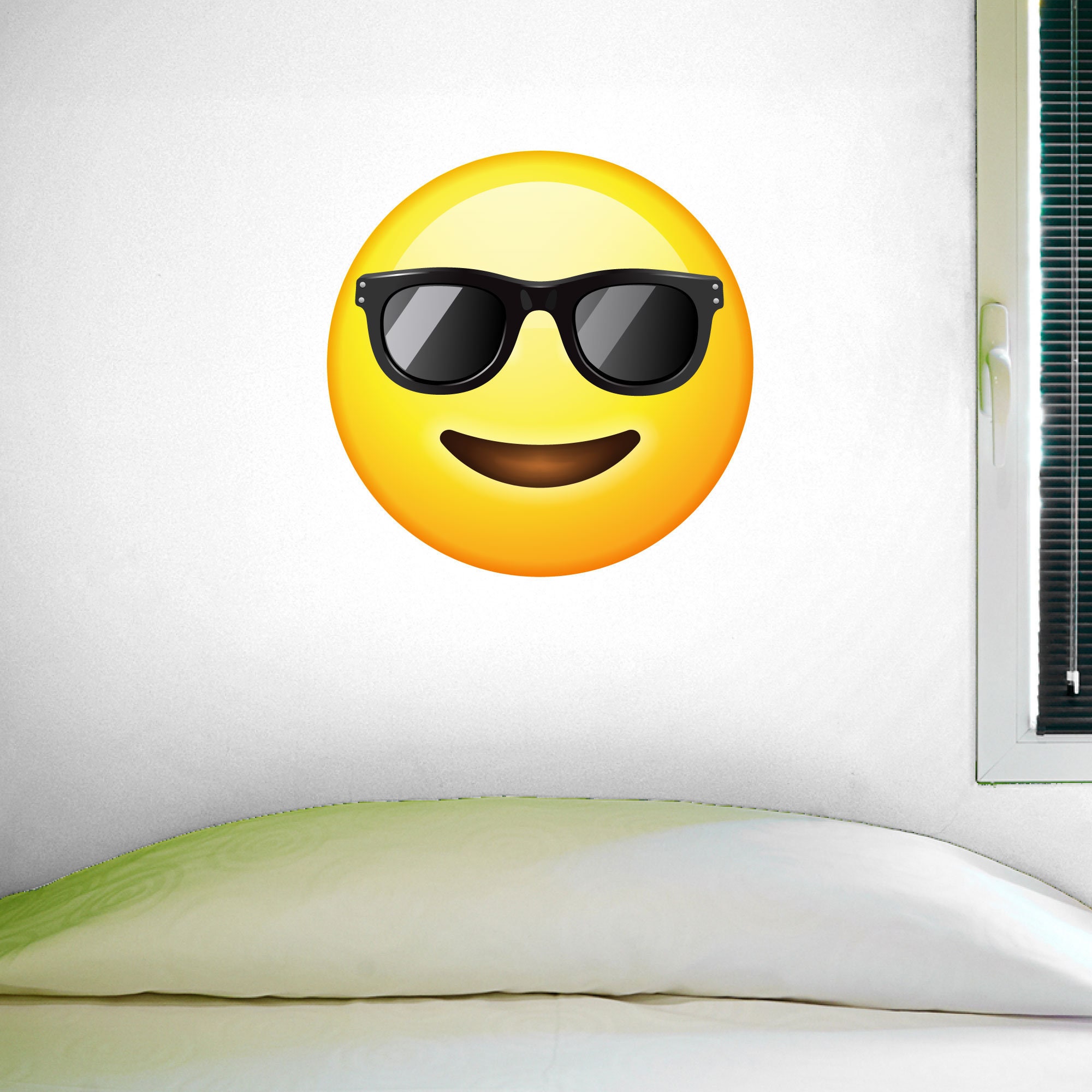 Large Emoji Wall Decal - 28"h x 28"w - Sunglasses Emoji - 0447