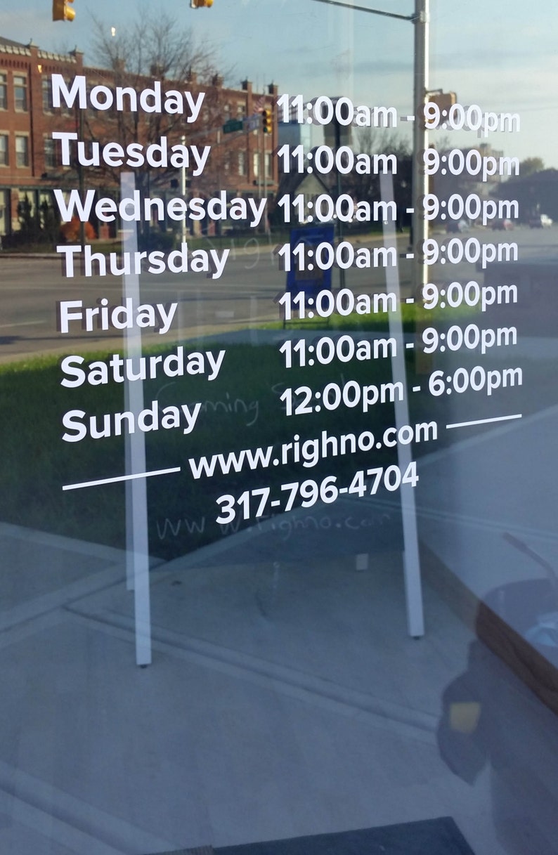 Custom Hours Decal Hours Of Operation Decal Custom Logo Decal Stickers You pick the font color 0105 image and size Custom